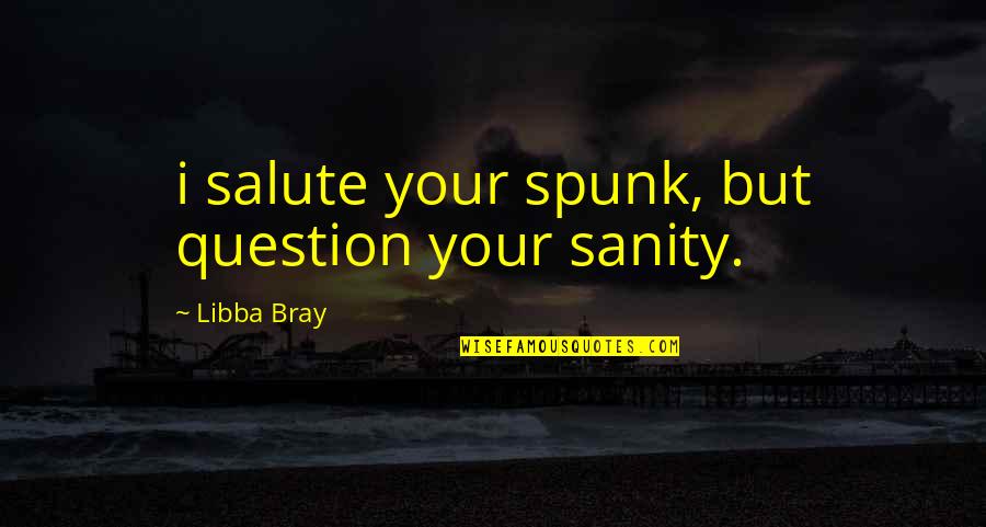I Salute You Quotes By Libba Bray: i salute your spunk, but question your sanity.