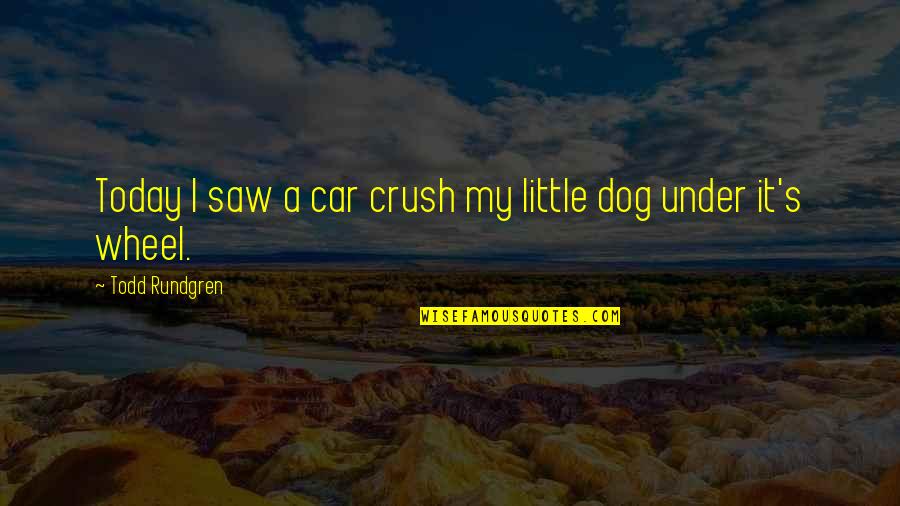 I Saw My Crush Quotes By Todd Rundgren: Today I saw a car crush my little I Saw My Crush Quotes By Todd Rundgren: Today I saw a car crush my little