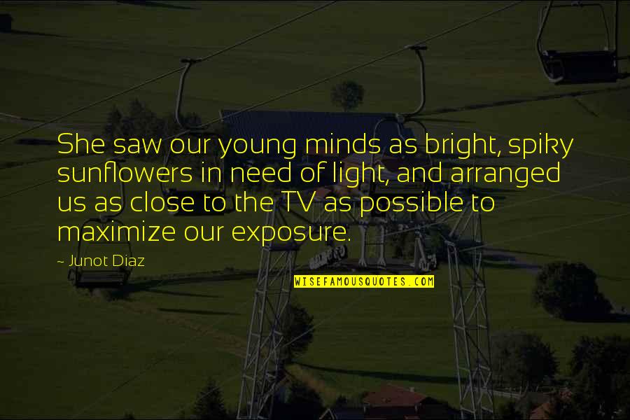 I Saw The Light Quotes By Junot Diaz: She saw our young minds as bright, spiky
