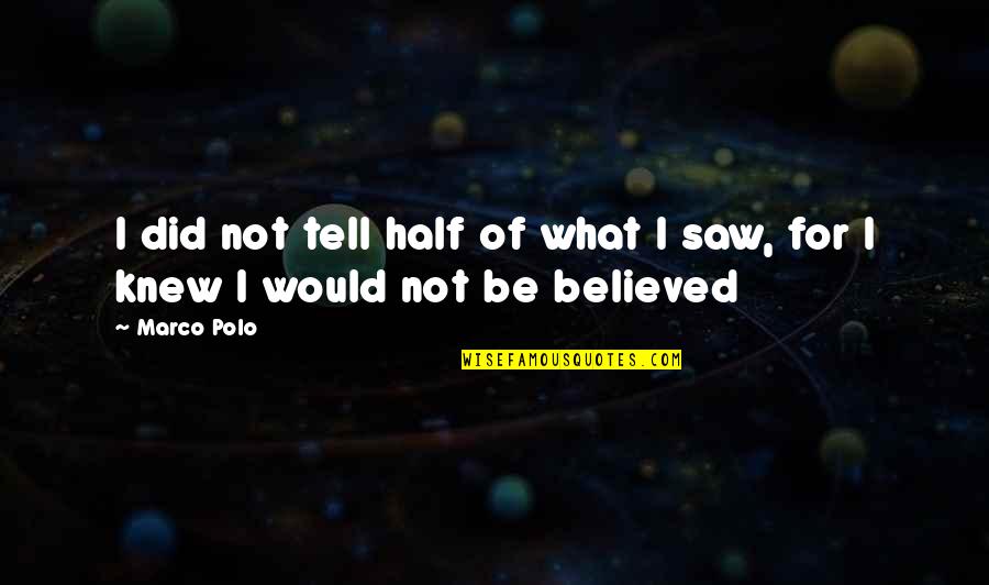 I Saw What You Did Quotes By Marco Polo: I did not tell half of what I