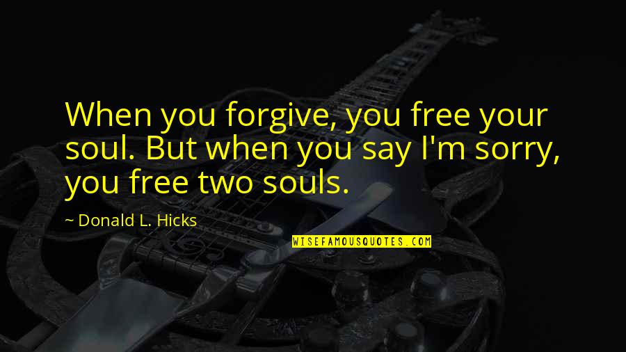 I Say Sorry Too Much Quotes By Donald L. Hicks: When you forgive, you free your soul. But I Say Sorry Too Much Quotes By Donald L. Hicks: When you forgive, you free your soul. But
