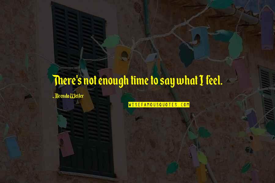 I Say What I Feel Quotes By Brenda Weiler: There's not enough time to say what I