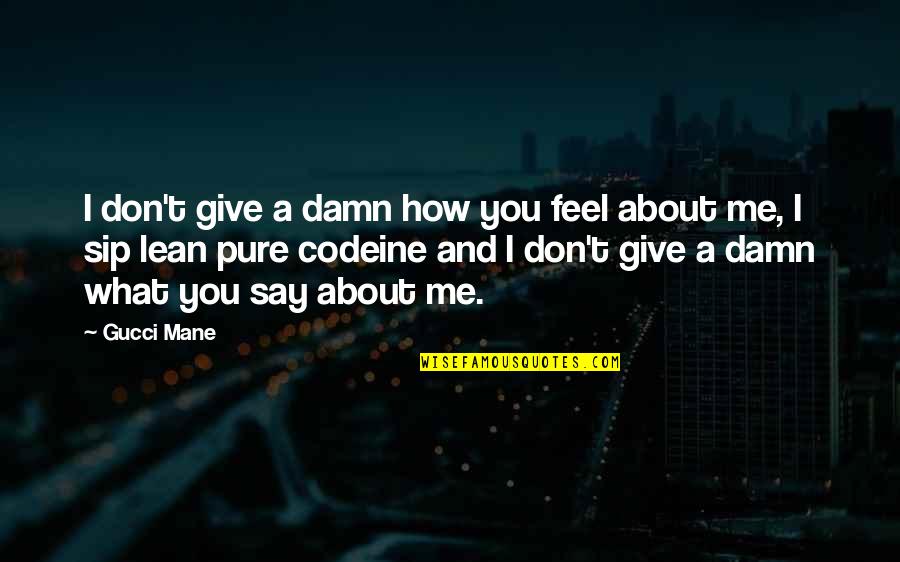 I Say What I Feel Quotes By Gucci Mane: I don't give a damn how you feel