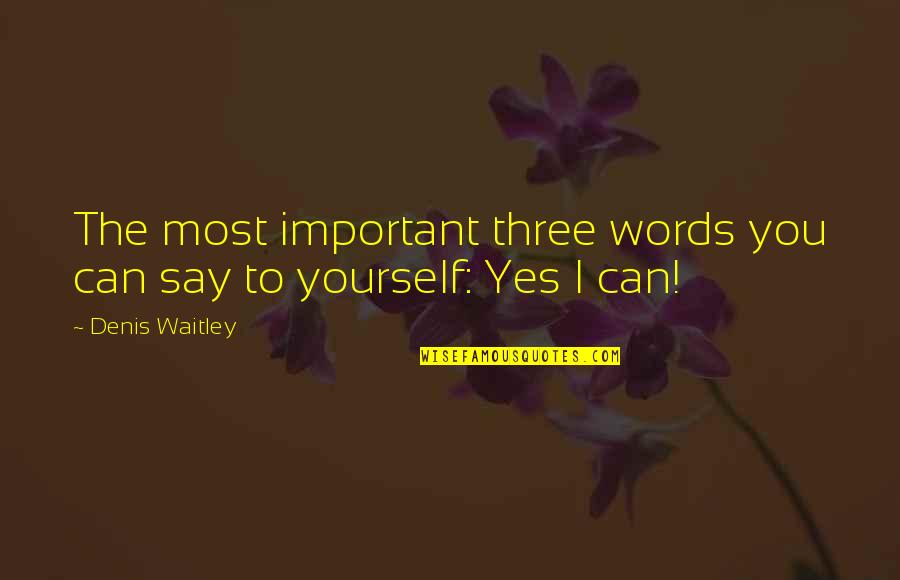 I Say Yes Quotes By Denis Waitley: The most important three words you can say