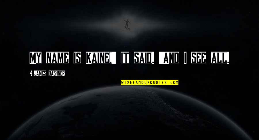 I See It All Quotes By James Dashner: My name is Kaine,' it said. 'And I