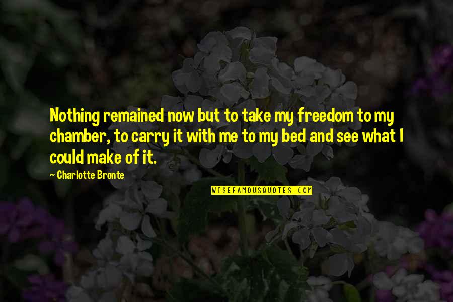 I See Nothing Quotes By Charlotte Bronte: Nothing remained now but to take my freedom