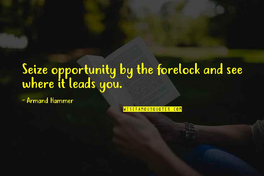 I See Opportunity Quotes By Armand Hammer: Seize opportunity by the forelock and see where