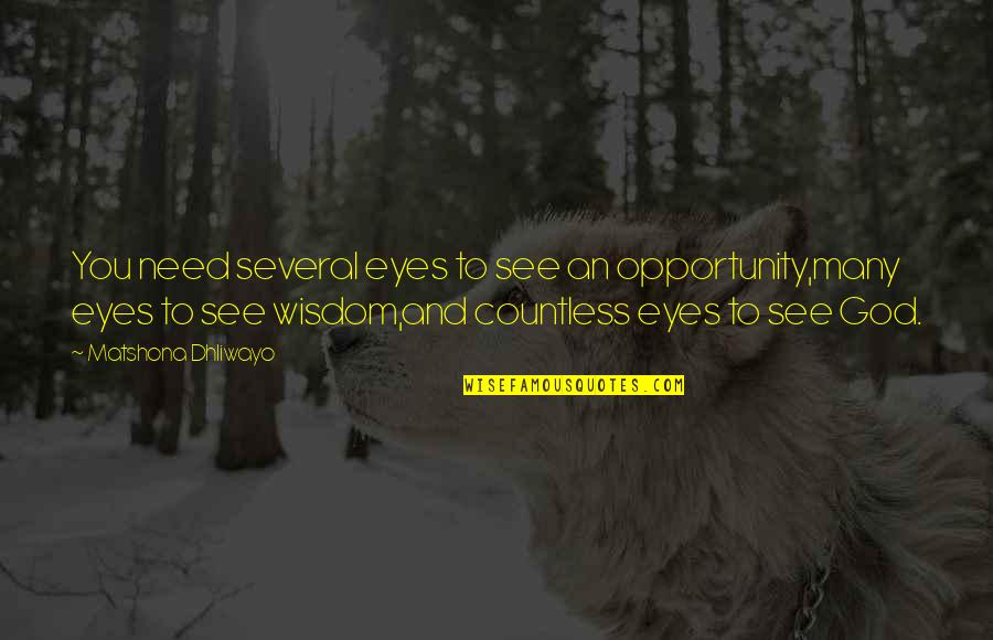 I See Opportunity Quotes By Matshona Dhliwayo: You need several eyes to see an opportunity,many