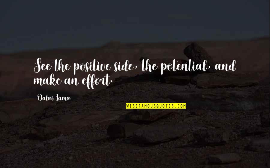 I See Potential Quotes By Dalai Lama: See the positive side, the potential, and make