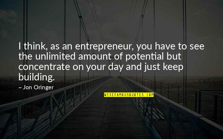 I See Potential Quotes By Jon Oringer: I think, as an entrepreneur, you have to