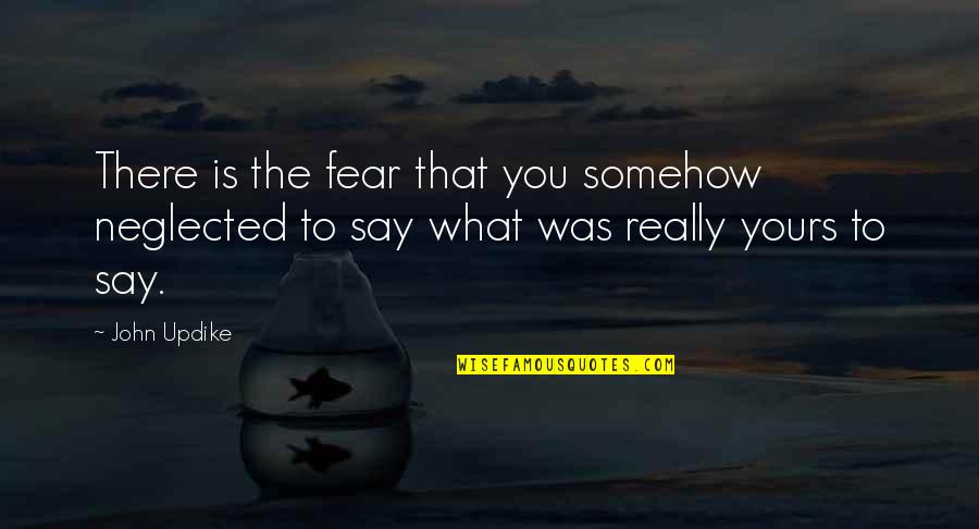 I See Things That Nobody Else Sees Quotes By John Updike: There is the fear that you somehow neglected