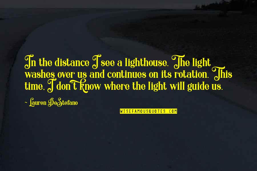 I See Us Quotes By Lauren DeStefano: In the distance I see a lighthouse. The