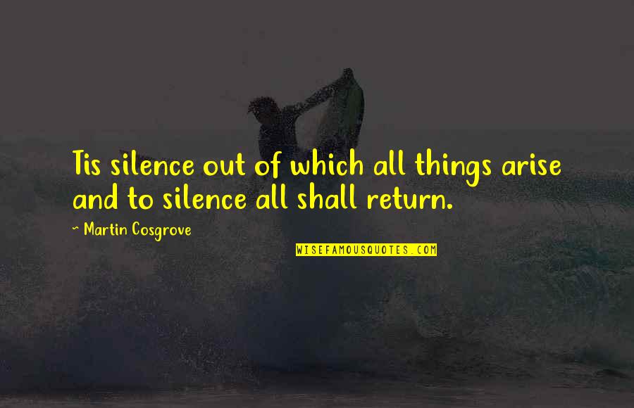 I Shall Return Quotes By Martin Cosgrove: Tis silence out of which all things arise