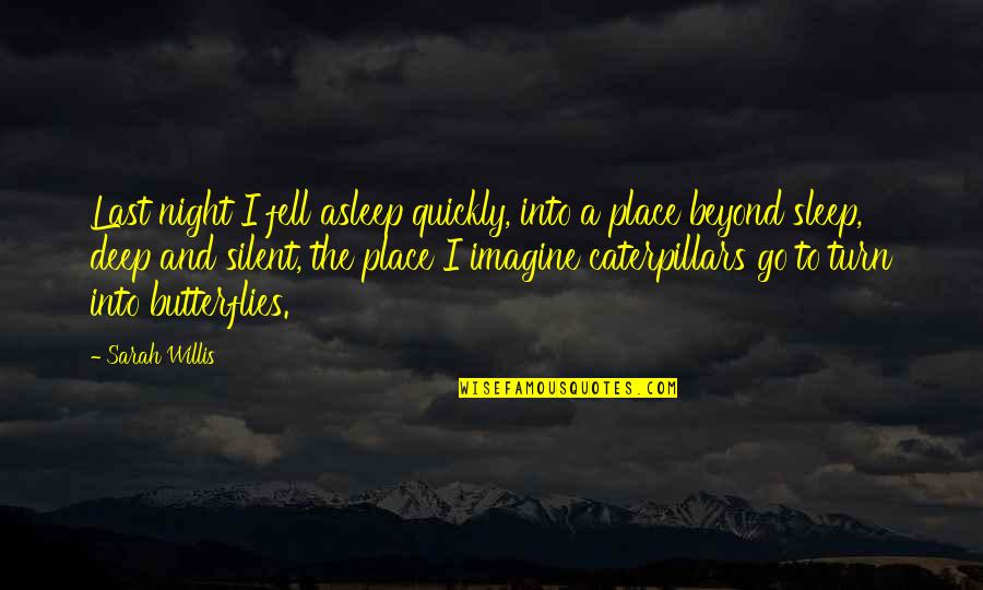 I Sleep Quotes By Sarah Willis: Last night I fell asleep quickly, into a