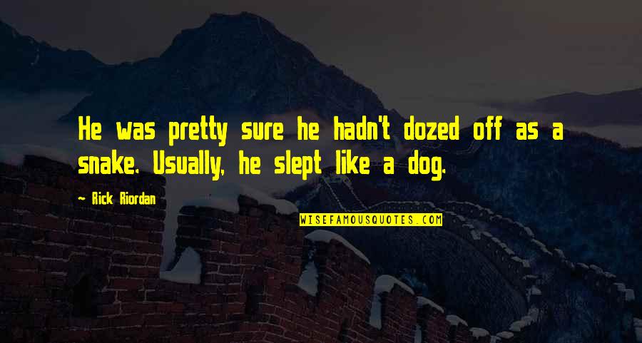 I Slept Like A Quotes By Rick Riordan: He was pretty sure he hadn't dozed off