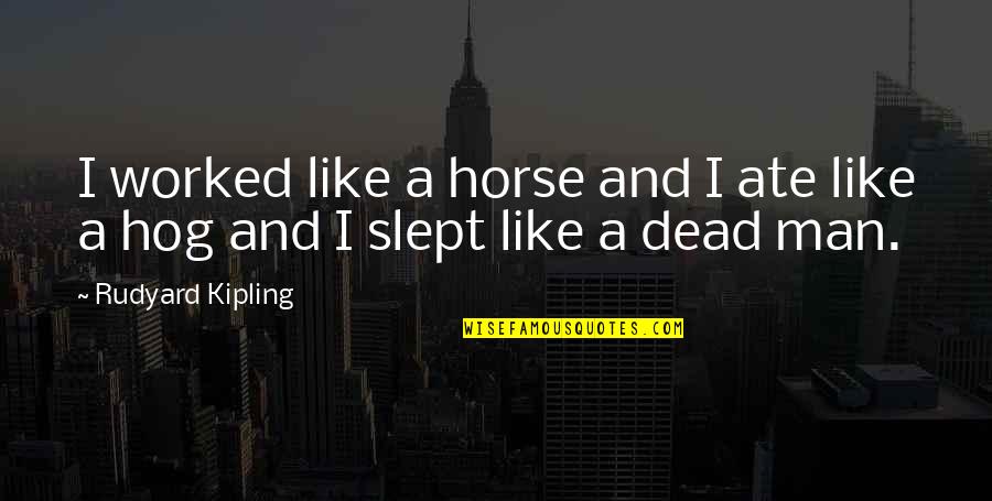 I Slept Like A Quotes By Rudyard Kipling: I worked like a horse and I ate