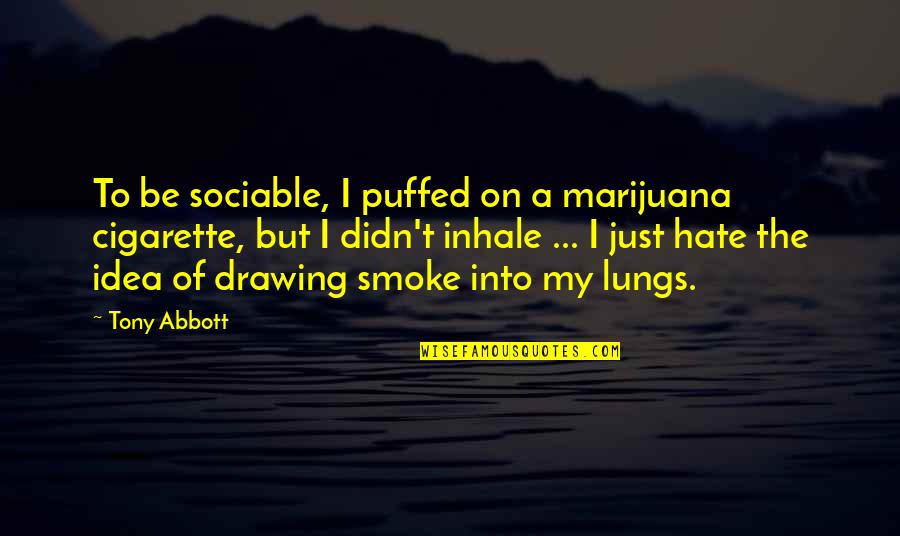 I Smoke Cigarette Quotes By Tony Abbott: To be sociable, I puffed on a marijuana