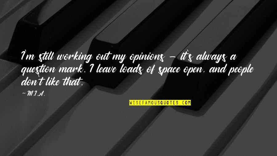 I Still Don't Like You Quotes By M.I.A.: I'm still working out my opinions - it's