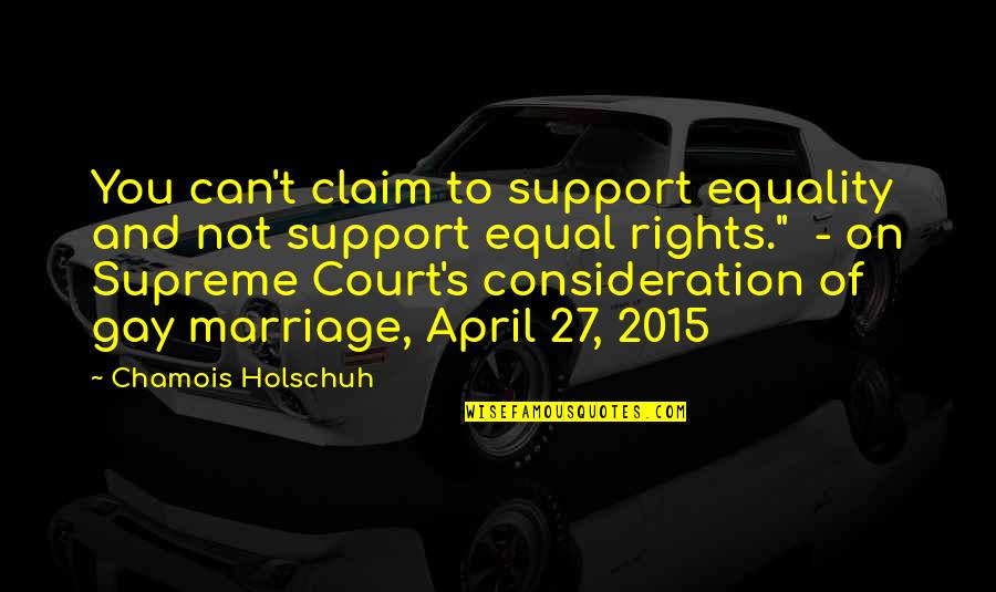 I Support Gay Marriage Quotes By Chamois Holschuh: You can't claim to support equality and not