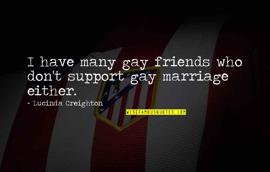 I Support Gay Marriage Quotes By Lucinda Creighton: I have many gay friends who don't support