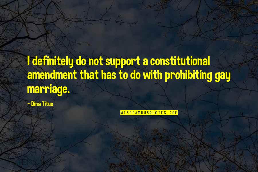 I Support Gay Quotes By Dina Titus: I definitely do not support a constitutional amendment