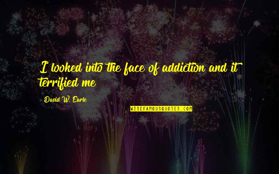 I Terrified Quotes By David W. Earle: I looked into the face of addiction and I Terrified Quotes By David W. Earle: I looked into the face of addiction and