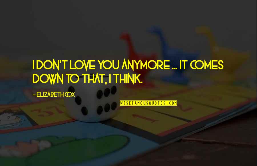 I Think That I Love You Quotes By Elizabeth Cox: I don't love you anymore ... It comes