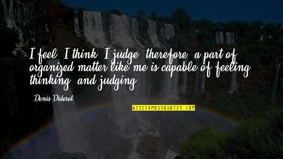 I Think Therefore Quotes By Denis Diderot: I feel, I think, I judge; therefore, a