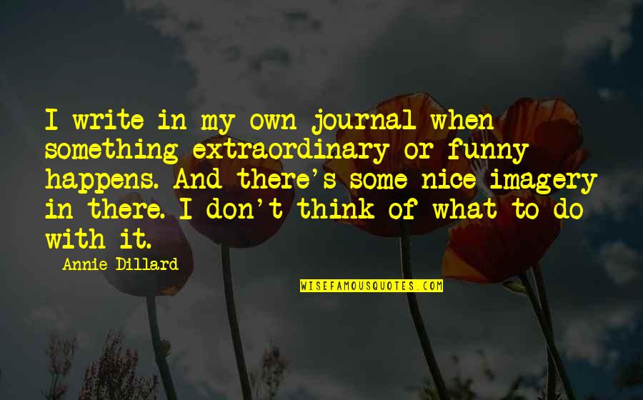 I Think Your Nice Quotes By Annie Dillard: I write in my own journal when something