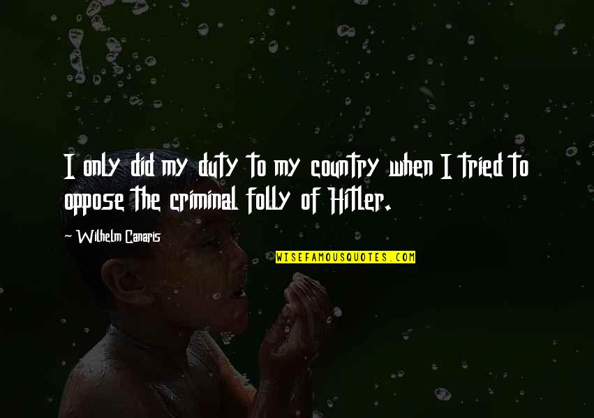I Tried I Really Did Quotes By Wilhelm Canaris: I only did my duty to my country