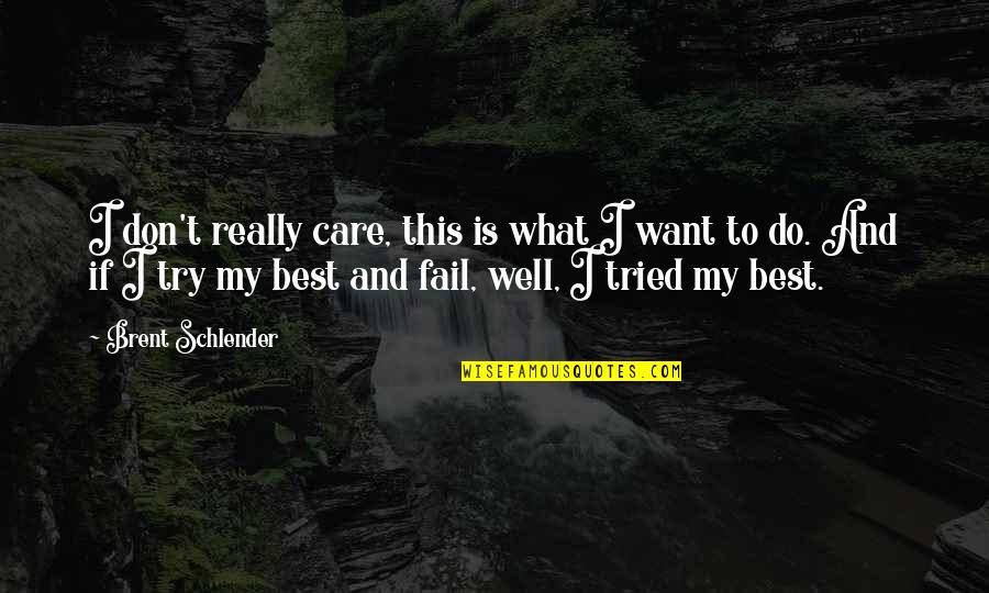 I Tried My Best Quotes By Brent Schlender: I don't really care, this is what I