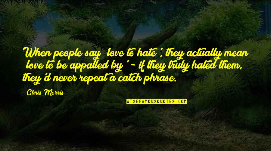 I Truly Hate You Quotes By Chris Morris: When people say 'love to hate', they actually