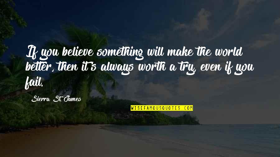 I Try But I Fail Quotes By Sierra St. James: If you believe something will make the world