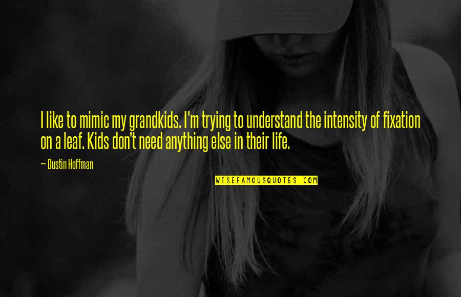 I Understand Life Quotes By Dustin Hoffman: I like to mimic my grandkids. I'm trying