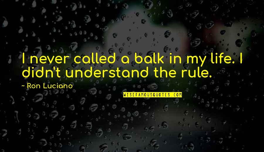 I Understand Life Quotes By Ron Luciano: I never called a balk in my life.