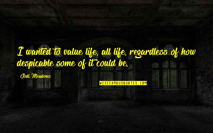 I Value Life Quotes By Jodi Meadows: I wanted to value life, all life, regardless