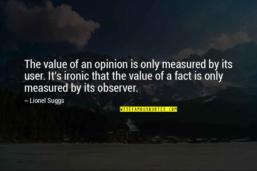 I Value Your Opinion Quotes By Lionel Suggs: The value of an opinion is only measured