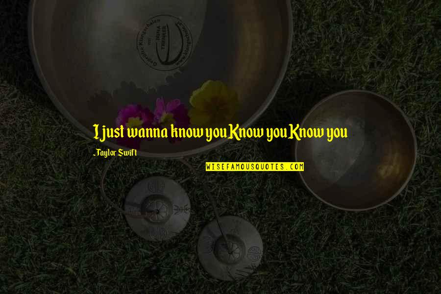 I Wanna Know You Quotes By Taylor Swift: I just wanna know youKnow youKnow you