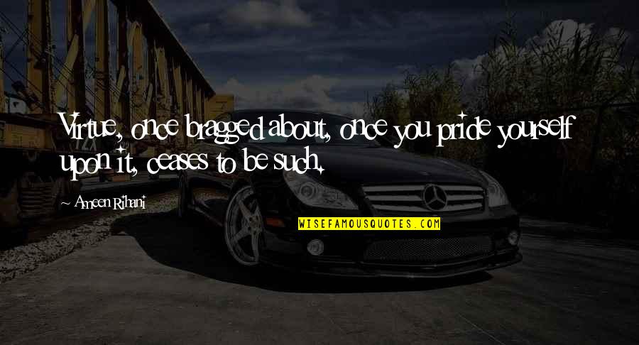 I Want A Fun Relationship Quotes By Ameen Rihani: Virtue, once bragged about, once you pride yourself