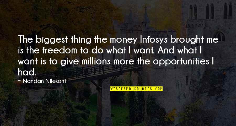 I Want Freedom Quotes By Nandan Nilekani: The biggest thing the money Infosys brought me I Want Freedom Quotes By Nandan Nilekani: The biggest thing the money Infosys brought me