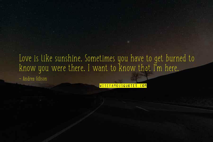 I Want Get To Know You Quotes By Andrea Gibson: Love is like sunshine. Sometimes you have to
