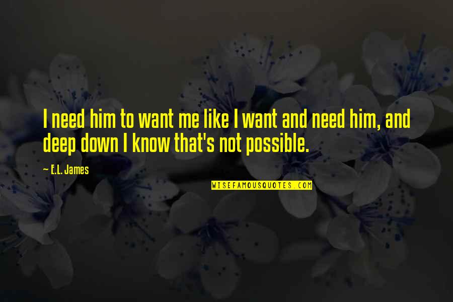 I Want Him To Love Me Quotes By E.L. James: I need him to want me like I