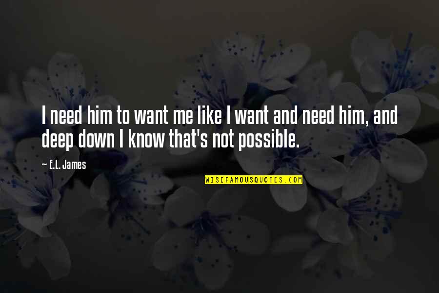 I Want Him To Want Me Quotes By E.L. James: I need him to want me like I
