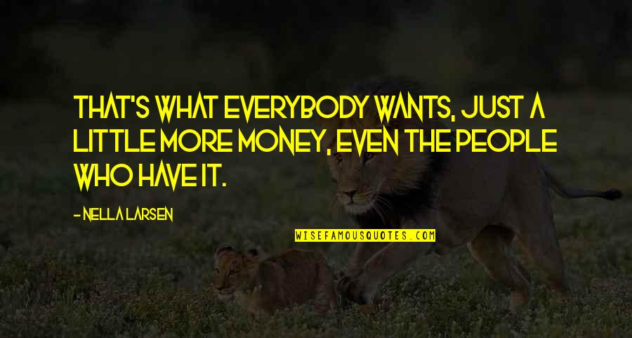 I Want More Money Quotes By Nella Larsen: That's what everybody wants, just a little more