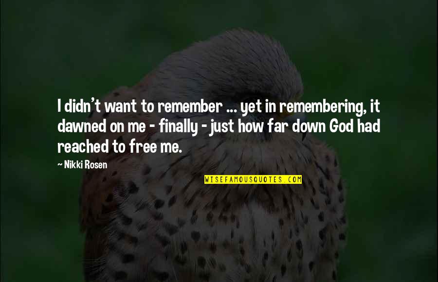 I Want Peace Quotes By Nikki Rosen: I didn't want to remember ... yet in