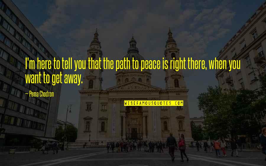 I Want Peace Quotes By Pema Chodron: I'm here to tell you that the path