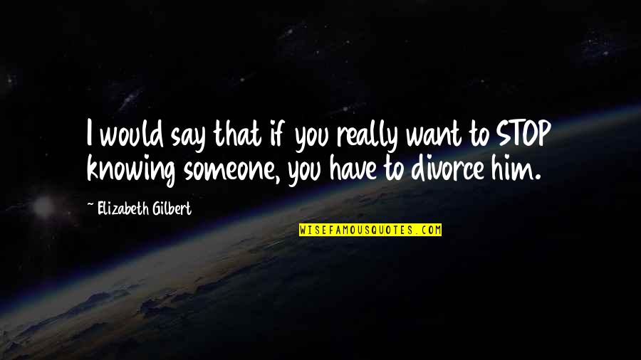 I Want Someone That Quotes By Elizabeth Gilbert: I would say that if you really want