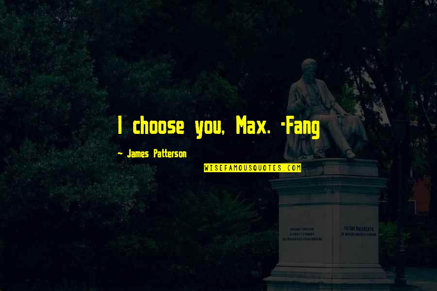 I Want Someone To Love Me Quotes By James Patterson: I choose you, Max. -Fang I Want Someone To Love Me Quotes By James Patterson: I choose you, Max. -Fang