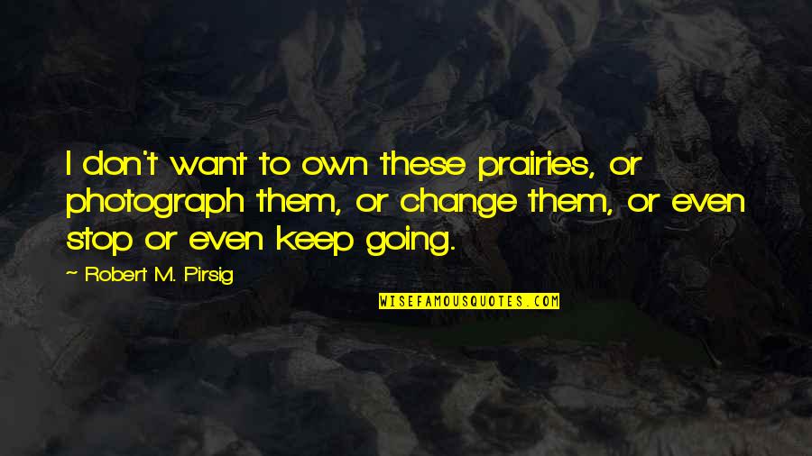 I Want To Change Quotes By Robert M. Pirsig: I don't want to own these prairies, or