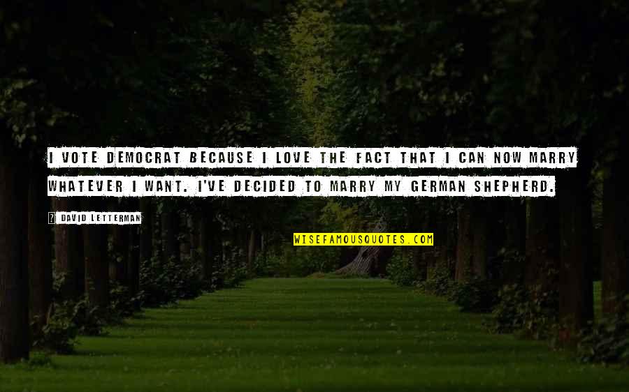 I Want To Marry You Because Quotes By David Letterman: I vote Democrat because I love the fact